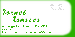 kornel romsics business card